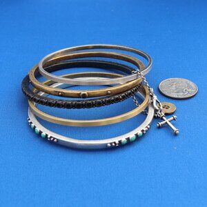 Vintage Bangle Bracelets with Cross Charm